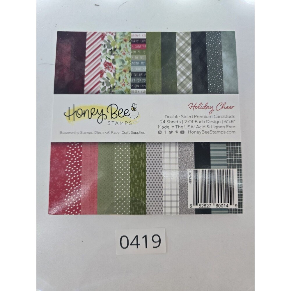 Honey Bee Stamps Holiday Cheer 6x6 Paper Pad 24 Sheets Double Sided NEW